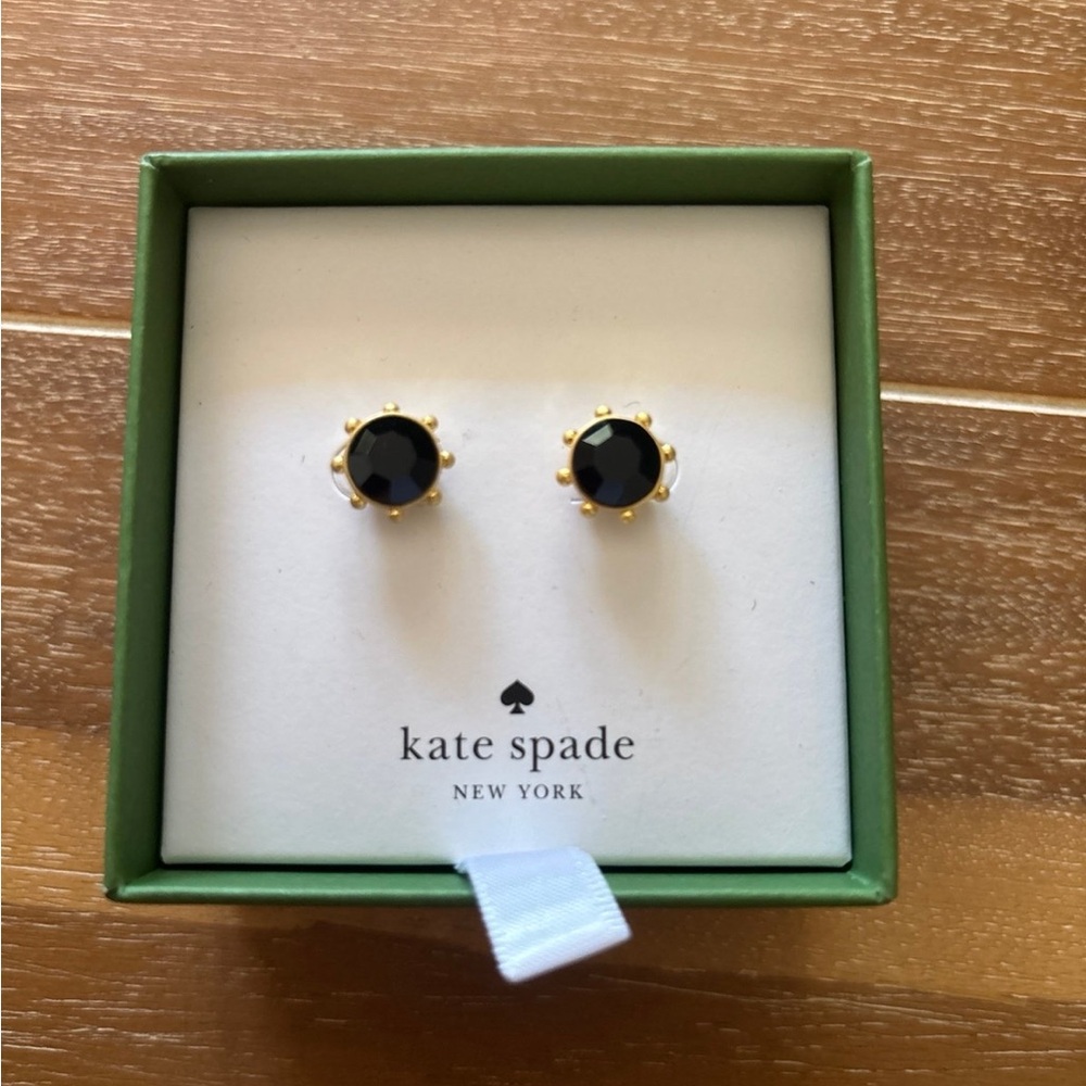 Kate Spade  Earrings Black and Gold Studs w/ Gift Box